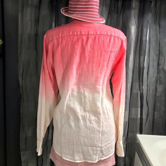 BSNY Linen ombré shirt, pink(coral)/off-white, size M - Picture 2 of 9